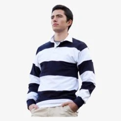FR008 - SEWN STRIPE LONG SLEEVE RUGBY SHIRT