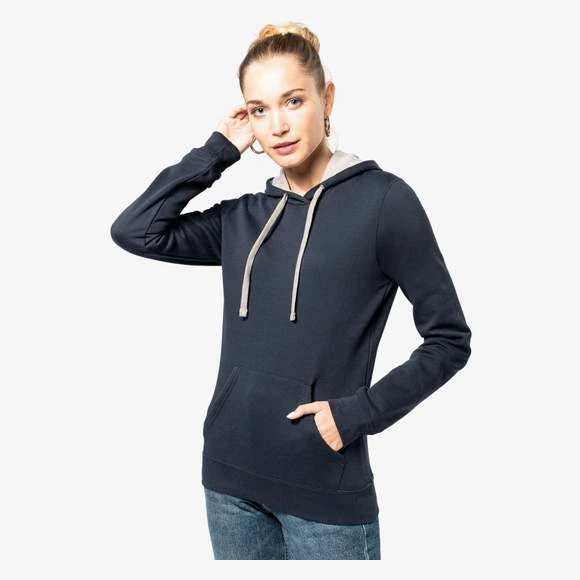 KARIBAN K465 - Sweat-shirt Capuche Contrastée Femme 1 KARIBAN K465 - Sweat-shirt Capuche Contrastée Femme