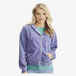 1598 - Ladies` Full Zip Hooded Sweatshirt