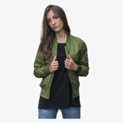 Build Your Brand BY044 - Ladies Nylon Bomber Jacket