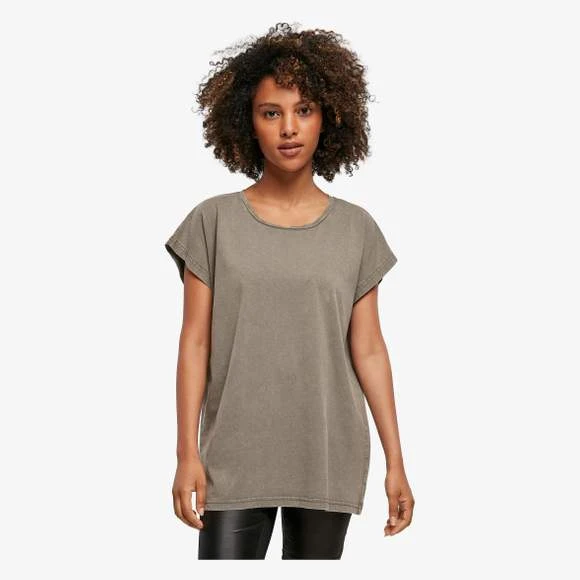 Build Your Brand BY053 - Ladies Acid Washed Extended Shoulder Tee 1 Build Your Brand BY053 - Ladies Acid Washed Extended Shoulder Tee