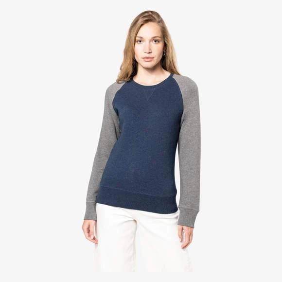 KARIBAN K492 - Sweat-shirt BIO Bicolore Col Rond Manches Raglan Femme 1 KARIBAN K492 - Sweat-shirt BIO Bicolore Col Rond Manches Raglan Femme