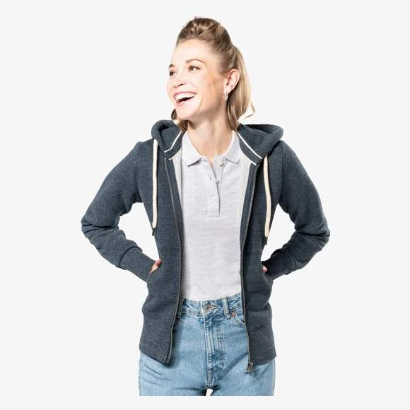 KARIBAN KV2307 - Sweat-shirt Vintage Zippé à Capuche Femme 1 KARIBAN KV2307 - Sweat-shirt Vintage Zippé à Capuche Femme