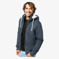 KARIBAN KV2312 - Veste Vintage Molleton Doublée Sherpa Homme