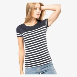 KARIBAN K3034 - T-shirt Marin Col Rond Bio Femme