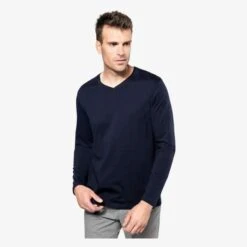 PK306 - T-shirt Supima® Col V Manches Longues Homme