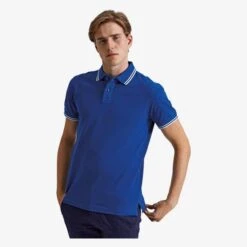 AQ011 - Polo Passepoilé Coupe Classique Homme - Col Contrasté