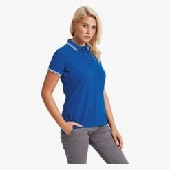 AQ021 - Polo Passepoilé Coupe Classique Femme - Col Contrasté