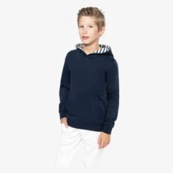 KARIBAN K4014 - Sweat-shirt à Capuche Contrastée à Motifs Enfant Unisexe