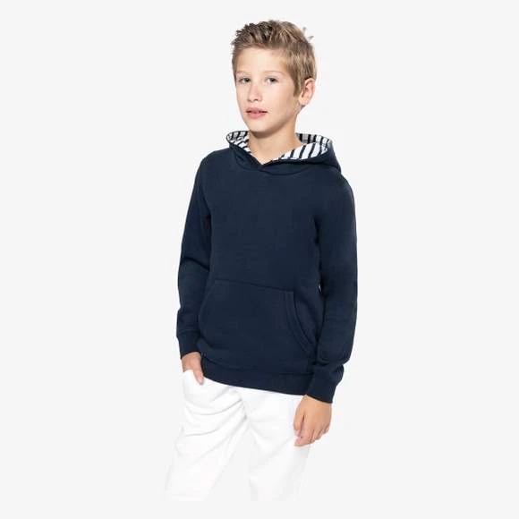 KARIBAN K4014 - Sweat-shirt à Capuche Contrastée à Motifs Enfant Unisexe 1 KARIBAN K4014 - Sweat-shirt à Capuche Contrastée à Motifs Enfant Unisexe