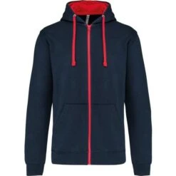 KARIBAN K466 - Sweat-shirt Zippé Capuche Contrastée -Nicholson Boutique aHR0cDovL21lZGlhMi5kZXNpZ25wYXJ0bmVyLmZyL2MvcC84NjI1Lzg2MjUtMTM2NC0xLmpwZw