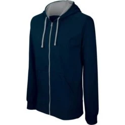 KARIBAN K466 - Sweat-shirt Zippé Capuche Contrastée -Nicholson Boutique aHR0cDovL21lZGlhMi5kZXNpZ25wYXJ0bmVyLmZyL2MvcC84NjI1Lzg2MjUtNTQwNy0xLmpwZw