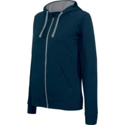 KARIBAN K467 - Sweat-shirt Zippé Capuche Contrastée Femme -Nicholson Boutique aHR0cDovL21lZGlhMi5kZXNpZ25wYXJ0bmVyLmZyL2MvcC84NjI2Lzg2MjYtNTQwNy0xLmpwZw