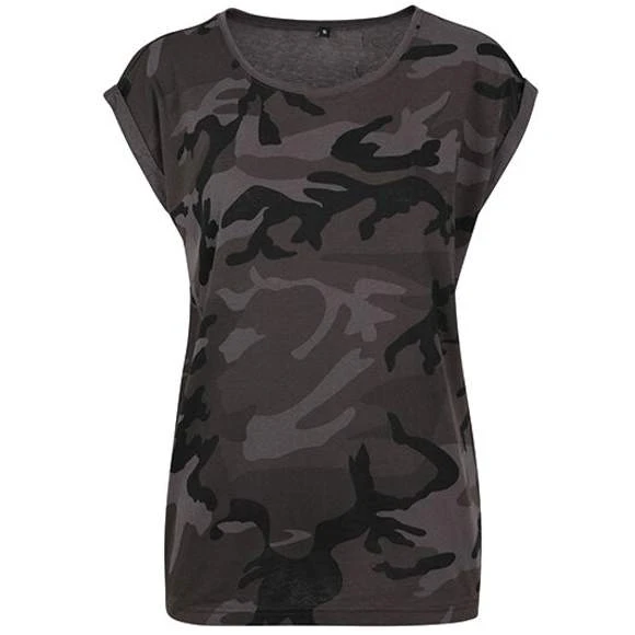 Build Your Brand BY112 - Ladies Camo Extended Shoulder Camo Tee 2 Build Your Brand BY112 - Ladies Camo Extended Shoulder Camo Tee – Image 2