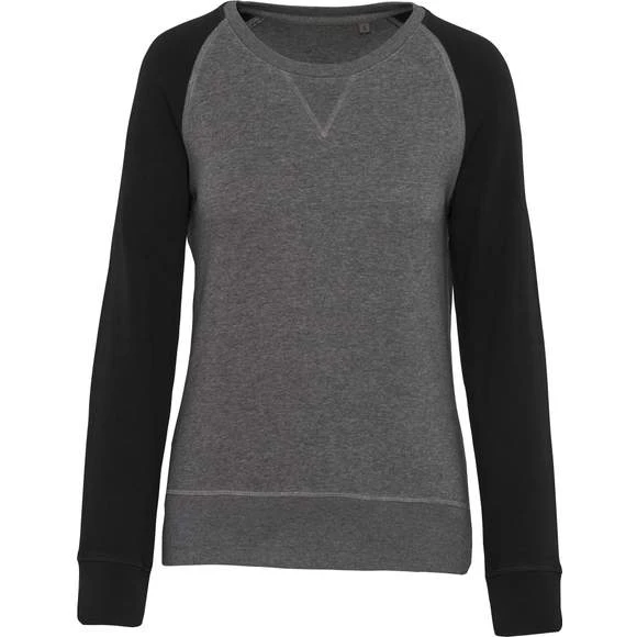 KARIBAN K492 - Sweat-shirt BIO Bicolore Col Rond Manches Raglan Femme 2 KARIBAN K492 - Sweat-shirt BIO Bicolore Col Rond Manches Raglan Femme – Image 2