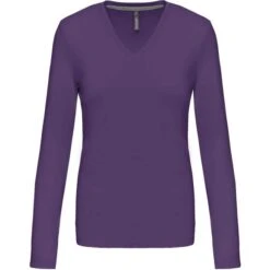 KARIBAN K382 - T-shirt Col V Manches Longues Femme -Nicholson Boutique aHR0cDovL21lZGlhMi5kZXNpZ25wYXJ0bmVyLmZyL2MvcC8zNjMyLzM2MzItMTE0OTgtMS5qcGc