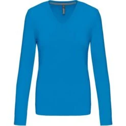 KARIBAN K382 - T-shirt Col V Manches Longues Femme -Nicholson Boutique aHR0cDovL21lZGlhMi5kZXNpZ25wYXJ0bmVyLmZyL2MvcC8zNjMyLzM2MzItMTM4My0xLmpwZw
